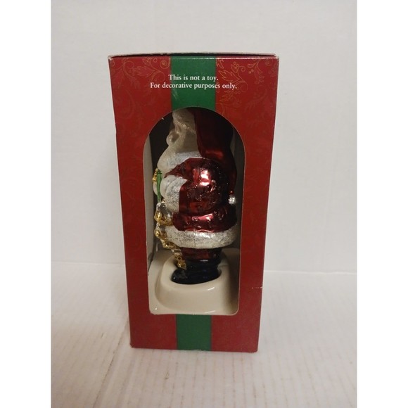 Vintage Brass Key Christmas Treasures Hand-Crafted Glass Classic Santa Ornament - Picture 2 of 6